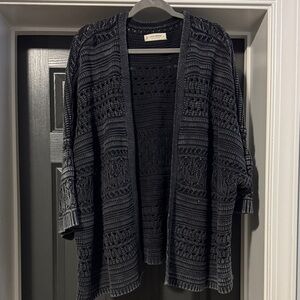 Lucky Brand Women's Black Open Knit Cardigan